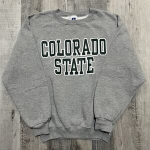 VTG Colorado State Rams Grey Russell Athletic Y2K College Pull Over Sweatshirt M